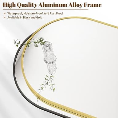 BEAUTYPEAK 24"x36" Arch Bathroom Mirror, Wall Mounted Vanity Metal Frame Mirror for Bedroom, Entryway, Living Room, Black - Image 3