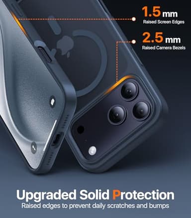 KCQNine Magnetic for iPhone 17 Pro Case,[Anti-Slip][Compatible with MagSafe][Military Grade Drop Protection] Shockproof Protective Translucent Matte Phone Case for iPhone 17 Pro Case,Midnight Blue - Image 5