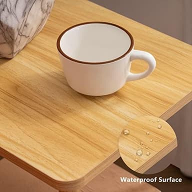 Apicizon 2 Tier End Table, Small Side Table with Solid Wood Legs, Boho Bedside Table with Storage Shelf, Nightstand for Small Spaces, Bedroom, Living Room, Entryway, Farmhouse, Easy Assembly, Natural - Image 6