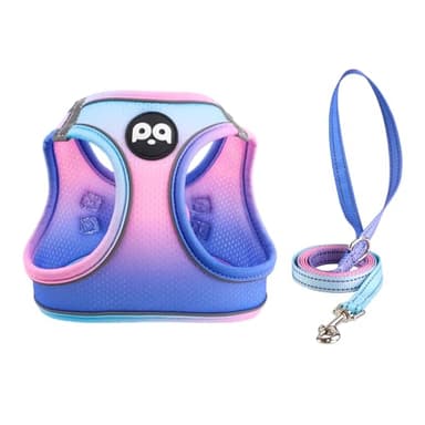 QQPETS Cat Harness and Leash Set for Walking Escape Proof, Safe Adjustable Kitten Vest with Reflective Strips, Easy Control Soft Mesh Lightweight Jacket (Blue-Pink Gradient, S(Chest 15”-15.7”)) - Image 8