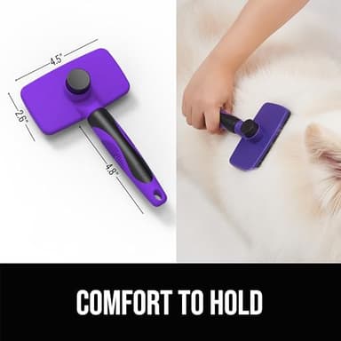 OEFEO Self Cleaning Slicker Brush for Dogs& Cats, Skin Friendly Grooming Brush for Shedding Long&Short Haired Dogs& Cats, Deshedding Pet Supplies Accessories, Purple - Image 2