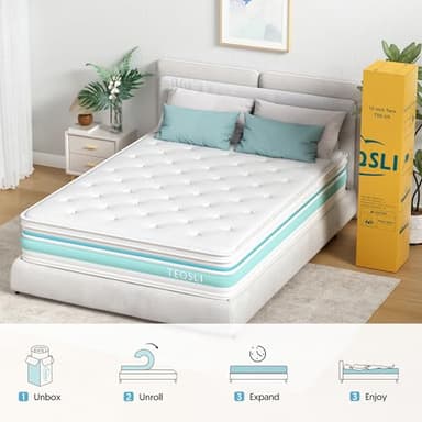 TeQsli Twin Size Mattress, 12 Inch Hybrid Mattress in a Box, Individual Pocket Spring Hybrid Mattresses for Cool Night & Pressure Relief, Medium Firm with Motion Isolating, 100 Nights Trial - Image 5