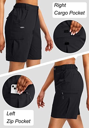 Viodia Women's 7" Hiking Cargo Shorts with Pockets Quick Dry Lightweight Shorts for Women Golf Casual Summer Shorts Black - Image 4