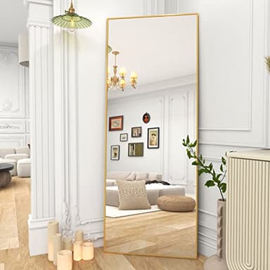BEAUTYPEAK Full Length Mirror 64"x21", Standing Rectangle Floor or Wall-Mounted Mirrors for Living Room, Bedroom, Gold - Image 6