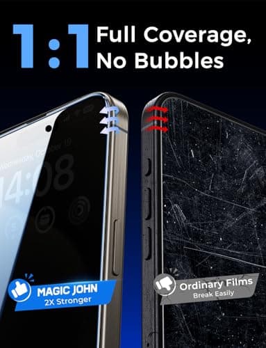 MAGIC JOHN 2 Pack for iPhone 15 Pro Max 6.7 inch Privacy Glass Screen Protector, Auto Dust-Elimination Installation, Bubble Free, Easy Installation - Image 7