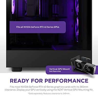 NZXT H510 Elite - CA-H510E-B1 - Premium Mid-Tower ATX Case PC Gaming Case - Dual-Tempered Glass Panel - Front I/O USB Type-C Port - Vertical GPU Mount - Integrated RGB Lighting - Black - Image 7