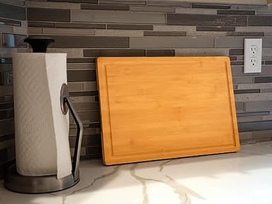 Bamboo Cutting Board for Kitchen, 18" Large Wood Charcuterie Cheese Board, Wooden Chopping Block with Side Handles and Juice Grooves - Image 6