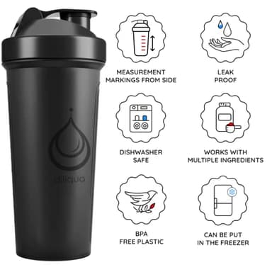 diliqua 6 PACK, Shaker Bottles for Protein Mixes | BPA-Free & Dishwasher Safe | 6 Large 24 oz protein shaker bottle | Shaker Cups for protein shakes | Blender Shaker Bottle Pack - Image 3