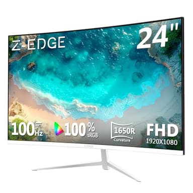 Z-Edge 24-inch Curved Gaming Monitor, Full HD 1080P 1920x1080 LED Backlight Monitor, with 100Hz Refresh Rate and Eye-Care Technology, U24C 178° Wide View Angle, DP+HDMI - Image 1