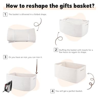 OIAHOMY Storage Basket for Shelves, Closet Cube Storage Bins Baskets for Clothes Blanket Towels, Baby Nursery, Toy Baskets Box, Woven Rope Basket, 15.75*11.81*7.09 IN, 2 Packs White - Image 7