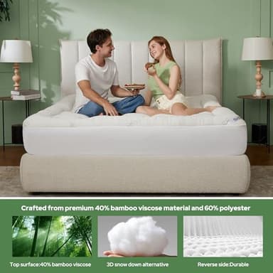 BEDLORE King Mattress Topper Viscose Derived from Bamboo, Thick Pillow Top Mattress Pad with Stretchable Pockets for 6-18 inches Mattress, Soft Breathable Mattress Topper for Back Pain Relief - Image 4