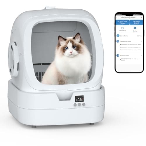Automatic Cat Litter Box Self Cleaning - APP Control and Weight Monitoring - Ultra-Quiet, Suitable for Medium Cats and Kittens, Safe Anti-Pinch Litter Box (Assembly Required) -White - Image 1