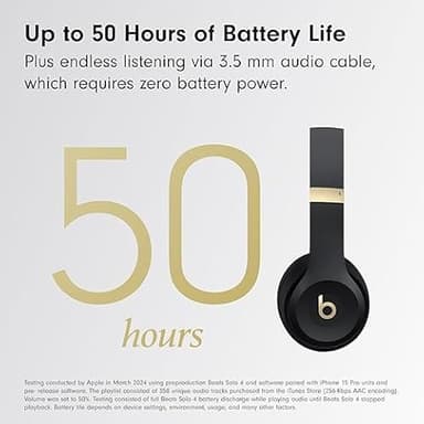 Beats Solo 4 - Wireless Bluetooth On-Ear Headphones, Apple & Android Compatible, Up to 50 Hours of Battery Life - Black & Gold (Renewed Premium) - Image 3