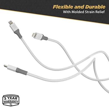 Scosche Ci44WG-SP Strikeline MFI Certified Lightning Charge & Sync Cable for All Lightning Devices 4-ft. White/Gray - Image 3