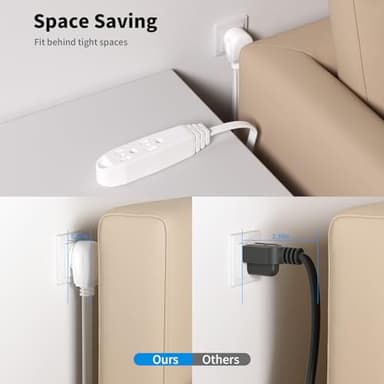 K KASONIC - 25 Feet 3 Outlet Extension Cord - Triple Wire Grounded Multi Outlet, UL Listed 16/3 SPT-3, 13 Amp - 125V - 1625 Watts (White) - Image 4