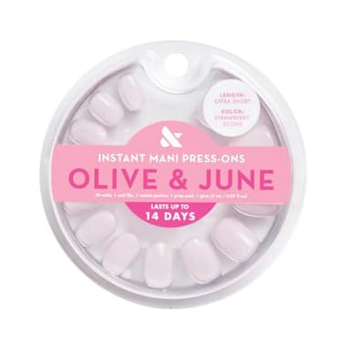 Olive & June Instant Mani Press-On Nails | (Glue) Extra Short, Round 42 Fake Nails, 21 Sizes | Non-Toxic, Long-Lasting Recycled Materials Realistic Look | Salon-Quality at Home | Strawberry Scone - Image 2