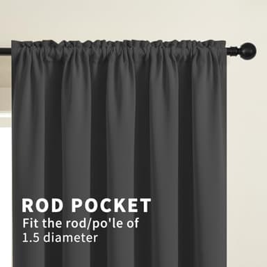 CUCRAF Blackout Curtains 84 inches Long for Living Room, Dark Grey Room Darkening Window Curtain Panels, Rod Pocket Thermal Insulated Solid Drapes for Bedroom, 52x84 inch, Set of 2 Panels - Image 3