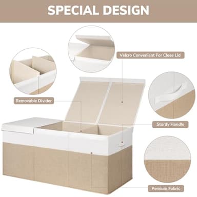 INDRESSME 185L Extra Large Toy Box, Toy Storage Organizer Collapsible Storage Bins with Lids Toy Chest for Playroom, Living Room, Toy Baskets Storage Kids, Boys Girls 39" x 17" x 17" (Beige & White) - Image 7