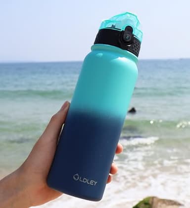 Oldley Insulated Water Bottle 20oz for Adults Kids Stainless Steel Water Bottles with Straw/Chug/Carabiner 3 Lids Fruit Strainer Double Wall Vacuum Wide Mouth BPA Free Leak-Proof for School Travel - Image 7