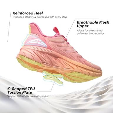 ALLSWIFIT Women's Slip On Walking Shoes Running Comfortable Tennis Breathable Non Slip Athletic Gym Workout Cross Training Fashion Sneakers,Size 9.5,Pink/Orange,SARR034W - Image 4