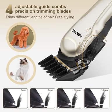Aibors Quiet Dog Grooming Clippers - 2000mAh Long-lasting Dog Clippers for Grooming,Waterproof Rechargeable Cordless Clippers for Dogs Grooming,Adjustable Safe and Easy to Clean Home Pet Grooming Tool - Image 4