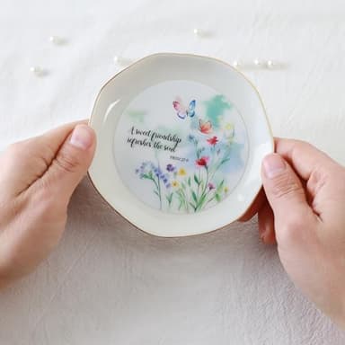 HOME SMILE Friend Chritian Gifts for Women Jewelry Ring Dish Tray with Dynamic Butterfly&Flower Pattern Shifts,A Sweet Friendship Refresh The Soul-Best Friend BFF Birthday Graduation Retirement Gifts - Image 4