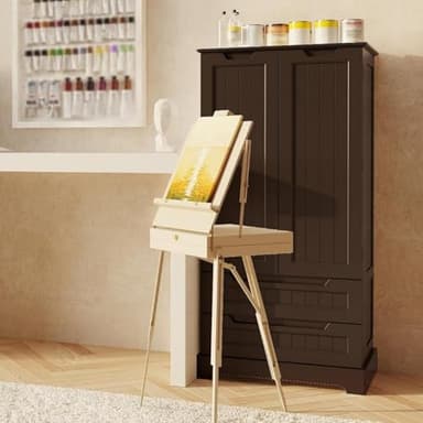 Gizoon Kitchen Pantry Storage Cabinet with Drawers Freestanding Bathroom Storage Cabinets with Doors and Shelves, 47" Small Wooden Food Pantry Cabinet for Dining Room Craft Room, Dark Brown - Image 4