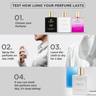 BellaVita Luxury White OUD Unisex Perfume 100Ml | Premium Arabic Men and Women Perfumes | Notes of Artemisia, Musk, Oud Vetiver and Freesias | Exquisite Unisex Arabian Perfume for Women & Men - Image 8