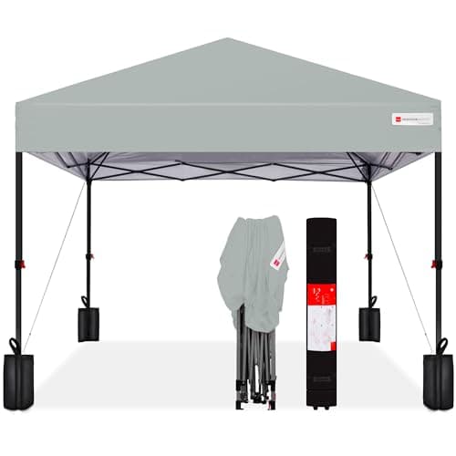 Best Choice Products 10x10ft 1-Person Setup Pop Up Canopy Tent Instant Portable Shelter w/ 1-Button Push, Case, 4 Weight Bags - Silver - Image 1