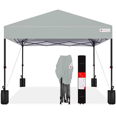 Best Choice Products 10x10ft 1-Person Setup Pop Up Canopy Tent Instant Portable Shelter w/ 1-Button Push, Case, 4 Weight Bags - Silver - Image 1