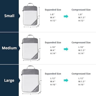 NICOSHOW 6 Set Compression Packing Cubes for Travel - Compressible, Lightweight, and Space-Saving Packing Cubes, Travel Essentials for Women, Grey - Image 4