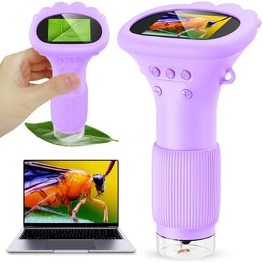 Ashfly Microscope for Kids 200x Zoom 2-Inch HD Kids Microscope Camera - STEM Learning Kit | Portable Science Tool | Perfect for Ages 3-12 Girls | Purple - Image 1