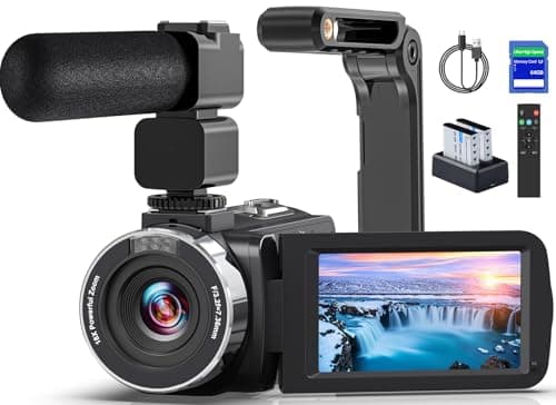 8K Video Camera Camcorder 64MP YouTube Vlogging Cameras IR Night Vision WiFi Webcam Camcorders with 18X Digital Zoom 3.0”Touch Screen Stabilizer, Mic, 64G SD Card, Remote Control and 2 Batteries - Image 1