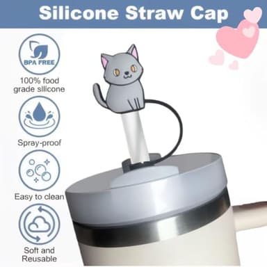 Wanrive Stanley Straw Cover 8 Pack:10MM Silicone Straw Toppers for Stanley Cup and Water Bottle,Cute Accessories with Storage Box,Reusable Straw Tips Lids, C1 - Image 2