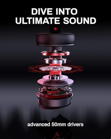 acer Wireless Gaming Headset, PS5 Headset with 2.4GHz for Ps5, Ps4, PC, Switch, Bluetooth 5.3 + 100Hrs Gaming Headphones with Noise Canceling Mic for Laptop, Mobile, Mac, 50mm Drivers (Red) - Image 3