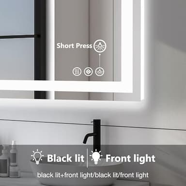 DUMOS 28"x 20" LED Bathroom Mirror with Lights, Dimmable Anti-Fog Front Lit Backlit Lighted Wall Mounted Rectangle for Vanity Makeup Memory Function Tempered Glass Shatter-Proof Horizontal&Vertically - Image 4