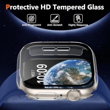 Charlam Compatible with 46mm Apple Watch Case,Apple Watch Series 10 Case Cover wtih Touch-Sensitive Screen Protector, 3 Pack Hard PC Bumper Cases Full Coverage, Black/Clear/Sliver,46mm(Series 10) - Image 4