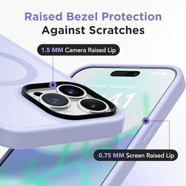 GONEZ Magnetic for iPhone 14 Pro Max Case,Compatible with MagSafe,[2 Screen Protector & 2 Camera Cover][Anti-Fingerprint] Slim Translucent Matte Back Shockproof Phone Protective Case(Lilac) - Image 5