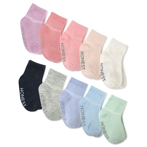 HonestBaby Multipack Cozy Socks Sustainably Made for Infant, Newborn Baby, Toddler, Kids Boys, Girls, 10-pack Pink Sunset, 0-6 Months - Image 1