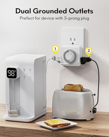 Timers for Electrical Outlets Indoor, Dual 3 Prong Outlet, 24-Hour Plug-in Mechanical Lights Timer for Christmas Lights, Grow Lights, 30-Minute Intervals, Daily Cycle, ETL Listed - Image 4