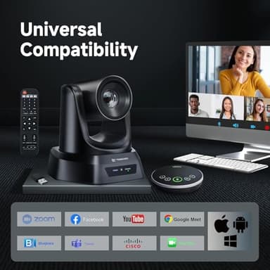 TONGVEO Wireless Conference Room Webcam, Church Live Streaming 20X USB 1080P 60fps PTZ Camera for Worship Services Online Conference, Works with Zoom, Skype OBS Easy to Set Up - Image 5