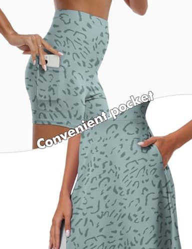 FKEEP Women's Golf Tennis Dress V-Neck with Shorts and Pocket Workout Athletic Dresses (Green Leopard, XL) - Image 4