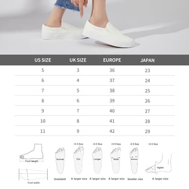 Women's Slip on Shoes Low Top Canvas Sneakers Non Slip Fashion Casual Shoes（White Mono.US7 - Image 8