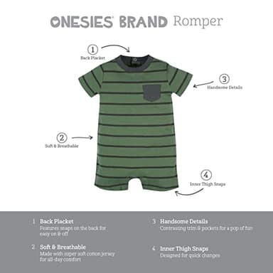 Onesies Brand Baby Boys 3-Pack Romper, Bear, 24 Months - Image 6