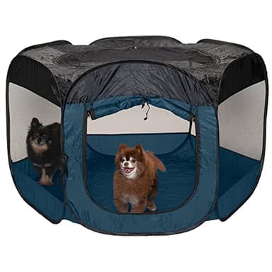 Furhaven Portable Dog Playpen Cat Tent, Pet playground/kennel foldable indoor outdoor zippered puppy crate - Sailor Blue, Extra Large - Image 1