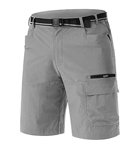 TACVASEN Mens Outdoor Hiking Shorts Summer Lightweight Quick Dry Casual Water Resistant Cargo Fishing Golf Shorts Light Grey, 32 - Image 1
