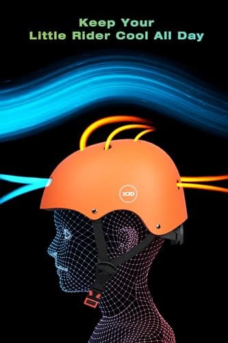 XJD Kids Bike Helmet,Multi-Sport Protective Gear Set for 3-5-8-14 Years Boys Girls with Knee and Elbow Pads Wrist Guards fit Roller Skates,Cycling,Skateboarding,Skating Scooter (Orange, Medium) - Image 6