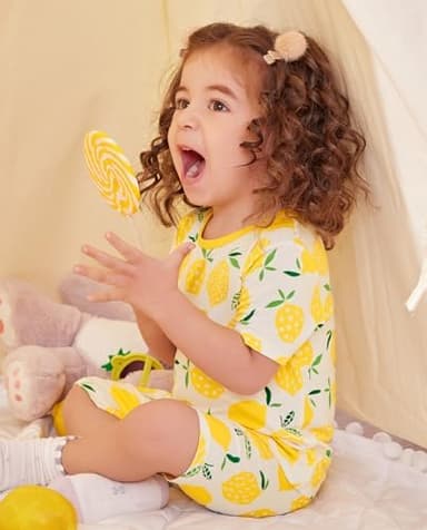 babee Reshinee Bamboo Viscose Toddler Unicorn Mermaid Girls Kids Pajamas Short Sleeve Summer Cool Snug fit Pjs 12M-8Y 2pcs - Image 5