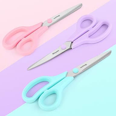 Scissors, iBayam 8" All Purpose Scissors Bulk 3-Pack, Ultra Sharp 2.5mm Thick Blade Shears Comfort-Grip for Office Desk Accessories Sewing Fabric Home Craft School Supplies, Right/Left Handed - Image 4