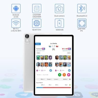 Android 15 Tablet 2025 New 10 Inch Tablets with 12GB RAM + 64GB ROM +1TB Expanded Ouad-Core,2 in 1 Tableta with Keyboard Mouse WiFi 6 Bluetooth,GMS Certified IPS Touch Screen Tablet - Silvery Set - Image 4